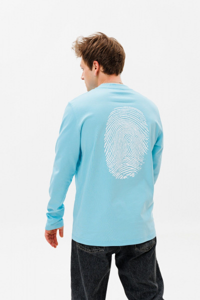 Голубой унисекс лонгслив из хлопка с принтом «unique» HIT 0225м голубой - фото 6