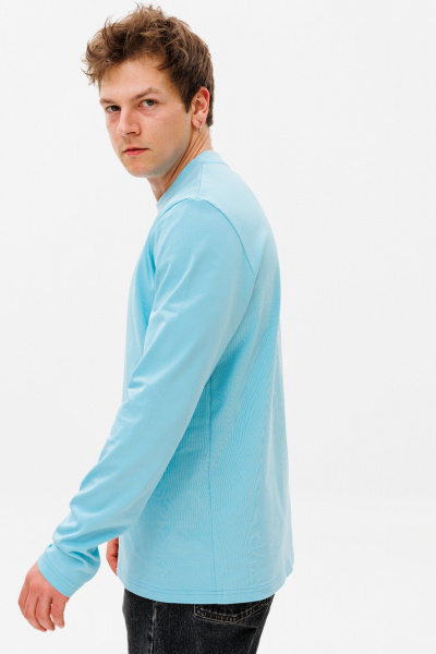 Голубой унисекс лонгслив из хлопка с принтом «unique» HIT 0225м голубой - фото 5