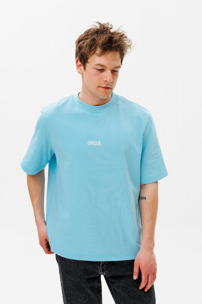 Голубая хлопковая футболка с принтом и коротким рукавом HIT 0224м голубой - фото 2