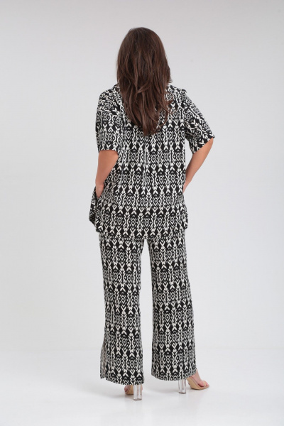 Двойка из вискозы: рубашка и брюки прямого кроя Verita 2312 черно-белый - фото 7