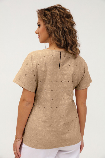 Бежевый хлопковый топ из натуральной ткани Angelina & Сompany 1106 - фото 5