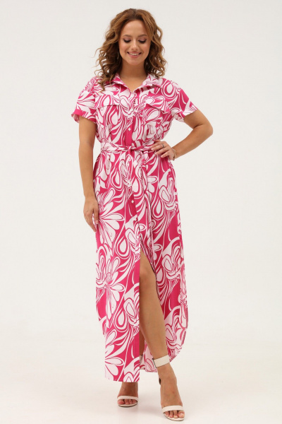 Яркое платье-рубашка из текстиля с карманами и разрезами Angelina & Сo 1110 - фото 9