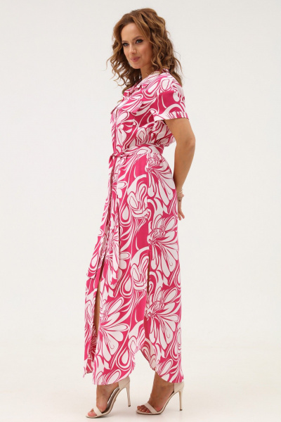 Яркое платье-рубашка из текстиля с карманами и разрезами Angelina & Сo 1110 - фото 8