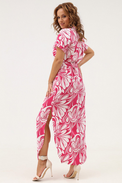 Яркое платье-рубашка из текстиля с карманами и разрезами Angelina & Сo 1110 - фото 4