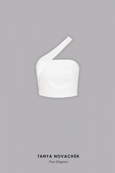 Кремовый корсетный кроп-топ с асимметричной бретелью TANYA NOVACHUK 6.003/WT - фото 12