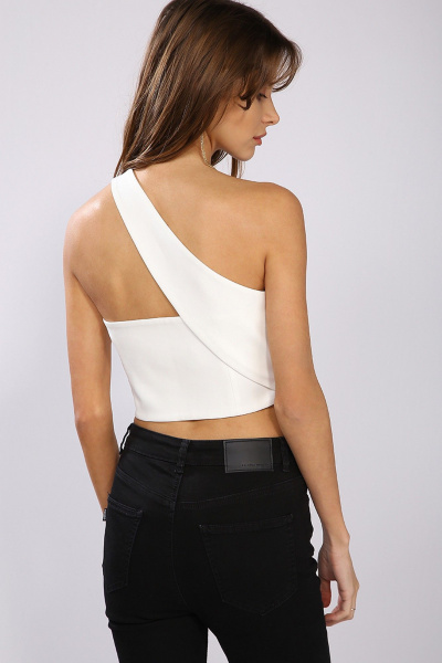 Кремовый корсетный кроп-топ с асимметричной бретелью TANYA NOVACHUK 6.003/WT - фото 6