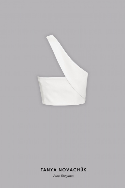 Кремовый корсетный кроп-топ с асимметричной бретелью TANYA NOVACHUK 6.003/WT - фото 8