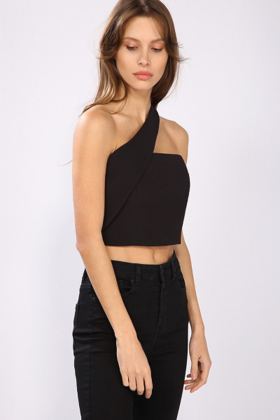 Черный вечерний бьюти-кроп-топ с открытым плечом TANYA NOVACHUK 6.003/BK - фото 10