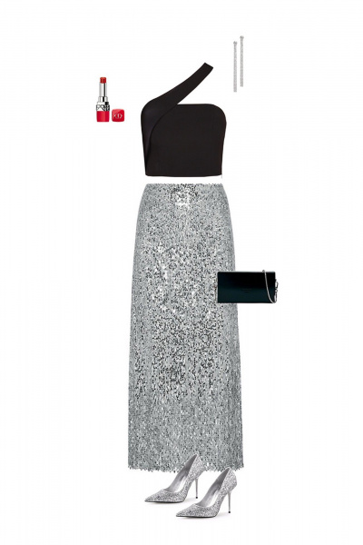 Черный вечерний бьюти-кроп-топ с открытым плечом TANYA NOVACHUK 6.003/BK - фото 16