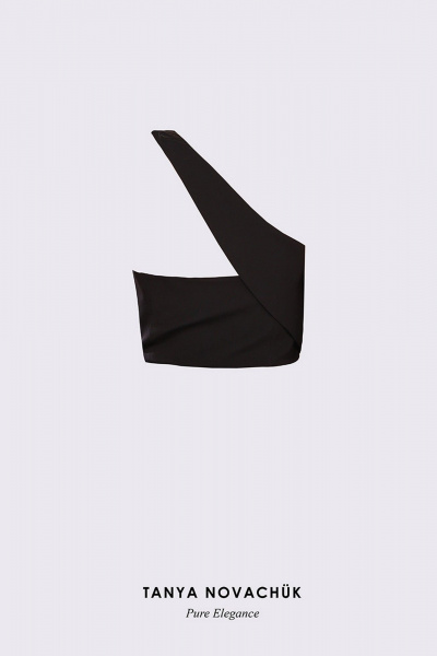 Черный вечерний бьюти-кроп-топ с открытым плечом TANYA NOVACHUK 6.003/BK - фото 14