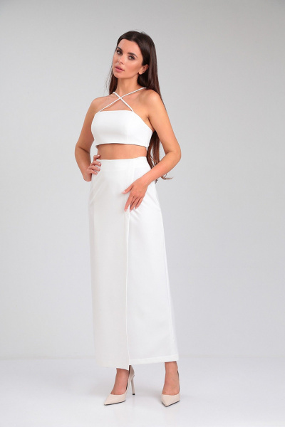 Короткий корсетный топ на бретелях накрест для вечерних и повседневных образов TANYA NOVACHUK 6.005/WT - фото 2