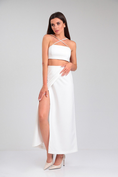 Короткий корсетный топ на бретелях накрест для вечерних и повседневных образов TANYA NOVACHUK 6.005/WT - фото 10