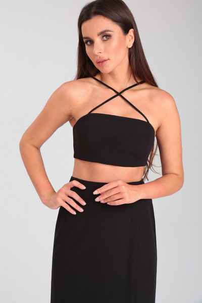 Короткий корсетный топ на бретелях накрест для стильных образов TANYA NOVACHUK 6.005/BK - фото 13