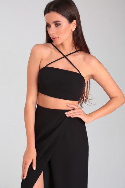 Короткий корсетный топ на бретелях накрест для стильных образов TANYA NOVACHUK 6.005/BK - фото 1