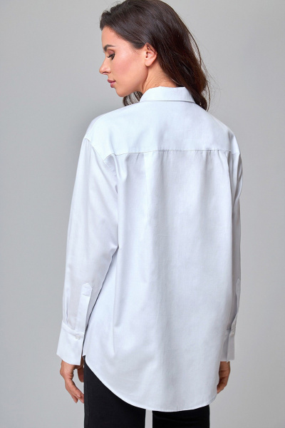 Белая сатиновая оверсайз рубашка с классическим воротником TANYA NOVACHUK 6.001/WT - фото 8