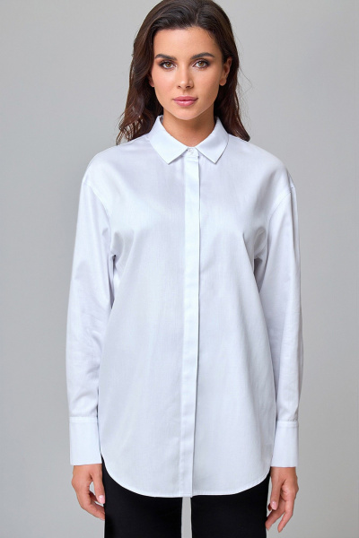 Белая сатиновая оверсайз рубашка с классическим воротником TANYA NOVACHUK 6.001/WT - фото 1