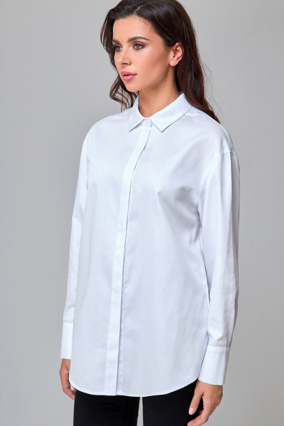 Белая сатиновая оверсайз рубашка с классическим воротником TANYA NOVACHUK 6.001/WT - фото 2