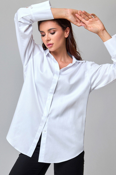 Белая сатиновая оверсайз рубашка с классическим воротником TANYA NOVACHUK 6.001/WT - фото 7