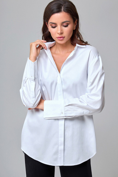 Белая сатиновая оверсайз рубашка с классическим воротником TANYA NOVACHUK 6.001/WT - фото 6