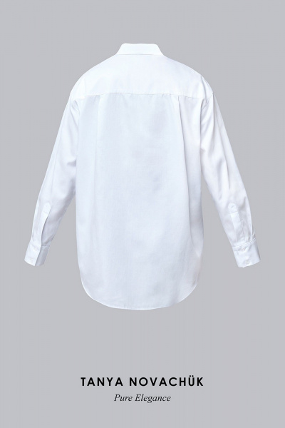 Белая сатиновая оверсайз рубашка с классическим воротником TANYA NOVACHUK 6.001/WT - фото 14