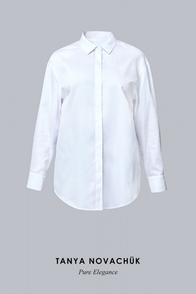 Белая сатиновая оверсайз рубашка с классическим воротником TANYA NOVACHUK 6.001/WT - фото 13