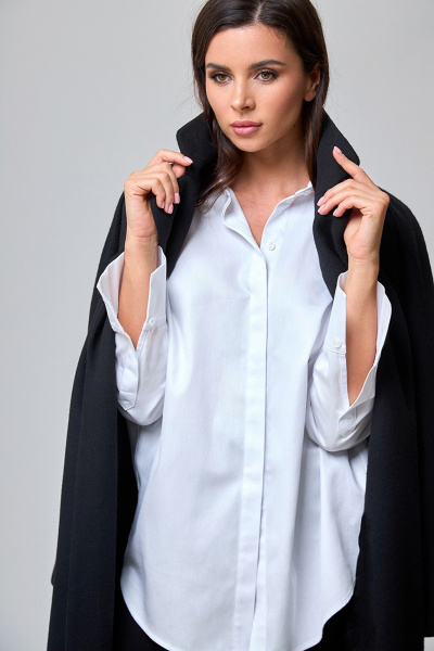 Белая сатиновая оверсайз рубашка с классическим воротником TANYA NOVACHUK 6.001/WT - фото 5