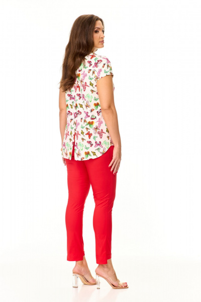 Мультиколор летняя блуза с асимметричным низом Abbi 4041 белый_бабочки - фото 5