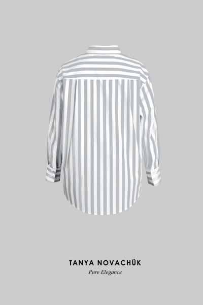 Серая полосатая оверсайз рубашка из хлопка TANYA NOVACHUK 6.002/GR - фото 10