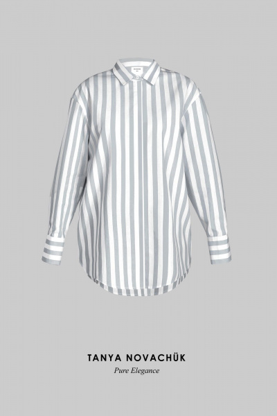 Серая полосатая оверсайз рубашка из хлопка TANYA NOVACHUK 6.002/GR - фото 9