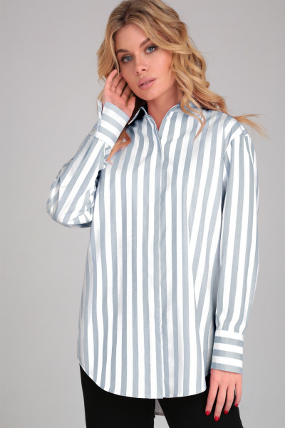 Серая полосатая оверсайз рубашка из хлопка TANYA NOVACHUK 6.002/GR - фото 1