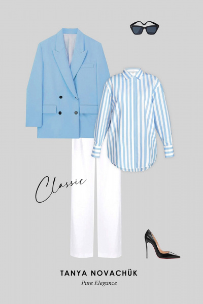 Оверсайз рубашка в полоску из хлопка для делового стиля TANYA NOVACHUK 6.002/LBL - фото 13