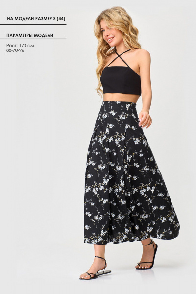 Белая хлопковая юбка с цветочным принтом и складками TANYA NOVACHUK 2.001/BK - фото 4