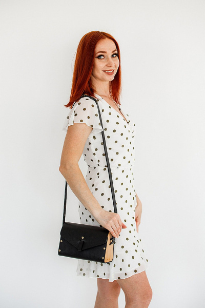 Сумка через плечо из натуральной кожи и дерева с съёмным клапаном Because NIKOL- BLACK - фото 4