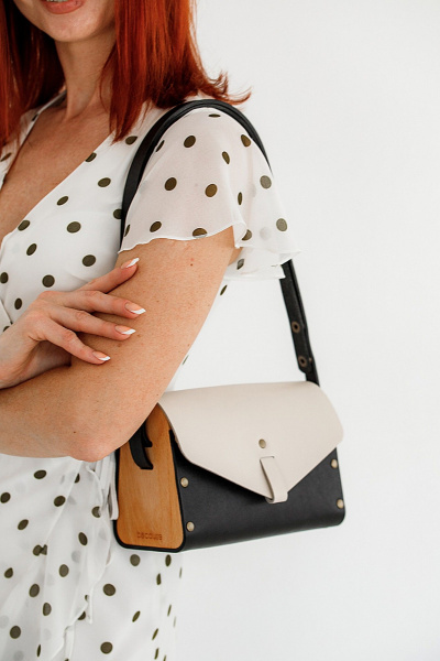 Кожаная сумка через плечо, бежевый, натуральная кожа Because NIKOL-BEZH - фото 8