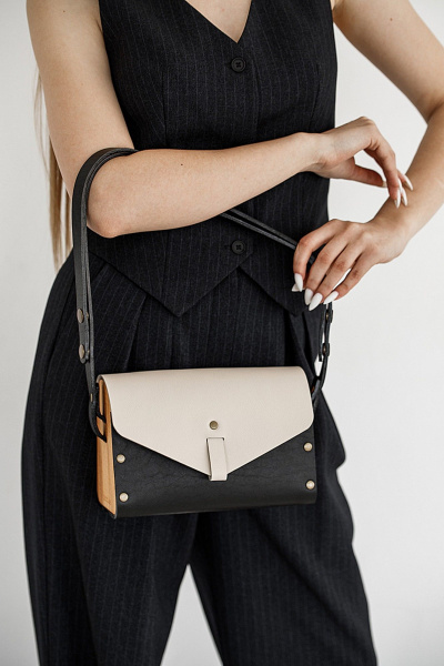 Кожаная сумка через плечо, бежевый, натуральная кожа Because NIKOL-BEZH - фото 3