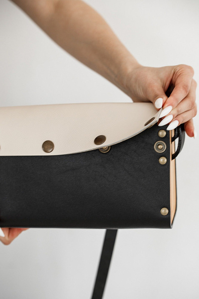 Кожаная сумка через плечо, бежевый, натуральная кожа Because NIKOL-BEZH - фото 1