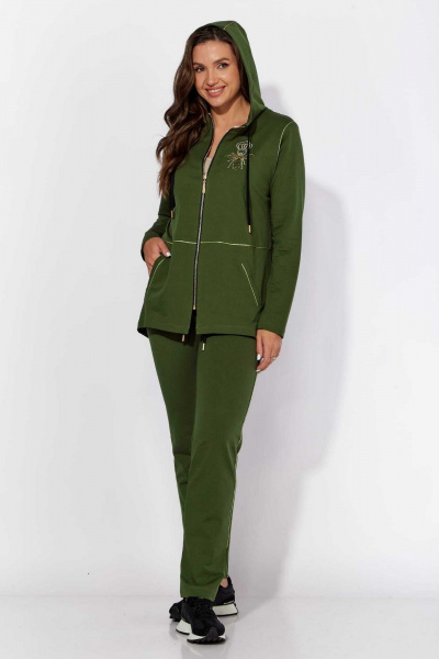 Брюки и ветровка из трикотажа, зеленый, комфортный комплект TAiER 1209-1 олива - фото 5