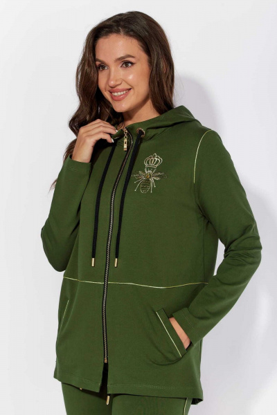 Брюки и ветровка из трикотажа, зеленый, комфортный комплект TAiER 1209-1 олива - фото 4