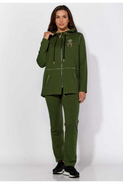Брюки и ветровка из трикотажа, зеленый, комфортный комплект TAiER 1209-1 олива - фото 1