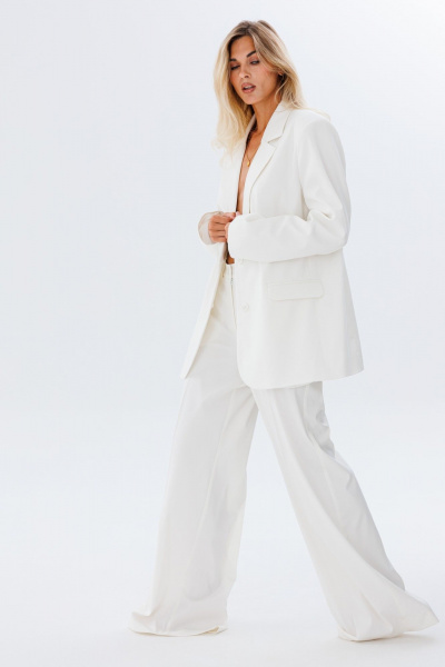 Летний оверсайз жакет из поливискозы FAMA 24019-1 молочный_экрю - фото 9