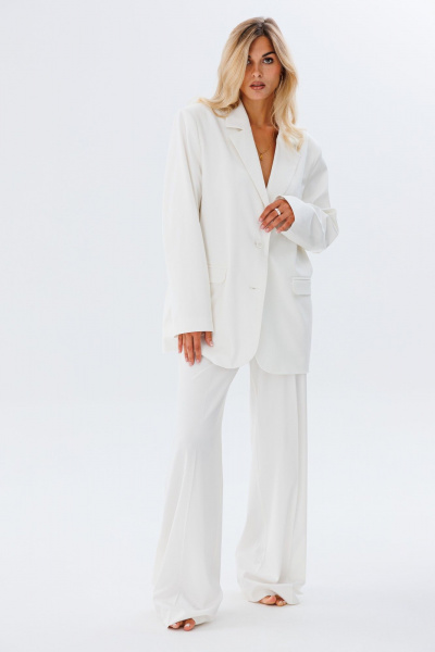 Летний оверсайз жакет из поливискозы FAMA 24019-1 молочный_экрю - фото 1