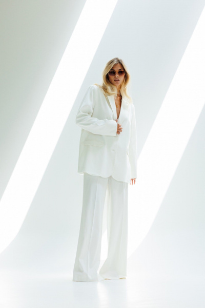 Летний оверсайз жакет из поливискозы FAMA 24019-1 молочный_экрю - фото 7