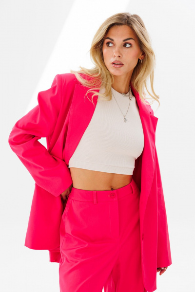 Яркий летний жакет в стиле фуксия из поливискозы FAMA 24019-2 фуксия - фото 8