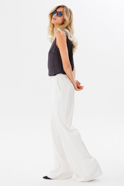 Классические белые брюки из поливискозы FAMA 24020-1 молочный_экрю - фото 6