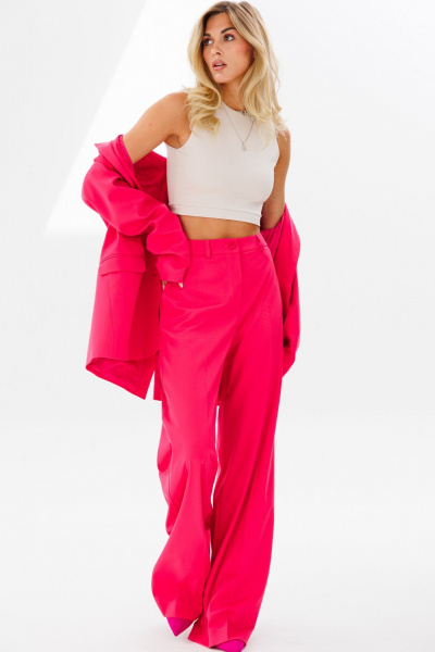 Розовые брюки прямого кроя с карманами FAMA 24020-2 фуксия - фото 3