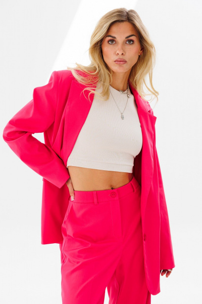 Розовые брюки прямого кроя с карманами FAMA 24020-2 фуксия - фото 6