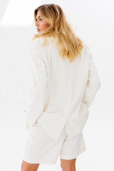 Летние белые шорты с высокой талией и карманами FAMA 24021-1 молочный_экрю - фото 11