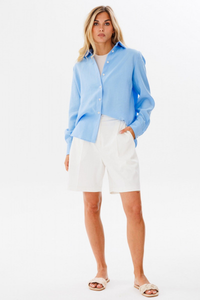 Летние белые шорты с высокой талией и карманами FAMA 24021-1 молочный_экрю - фото 9