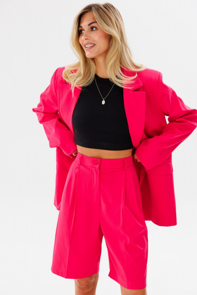 Розовые шорты с высокой талией и свободным кроем FAMA 24021-2 фуксия - фото 3