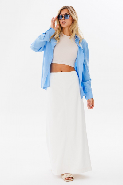 Длинная юбка с разрезом на спинке из поливискозы FAMA 24022-1 молочный_экрю - фото 2